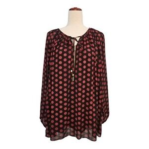 Michael Michael Kors Polka‎ Dot Peasant Blouse Georgette Lined Flowy 1X
